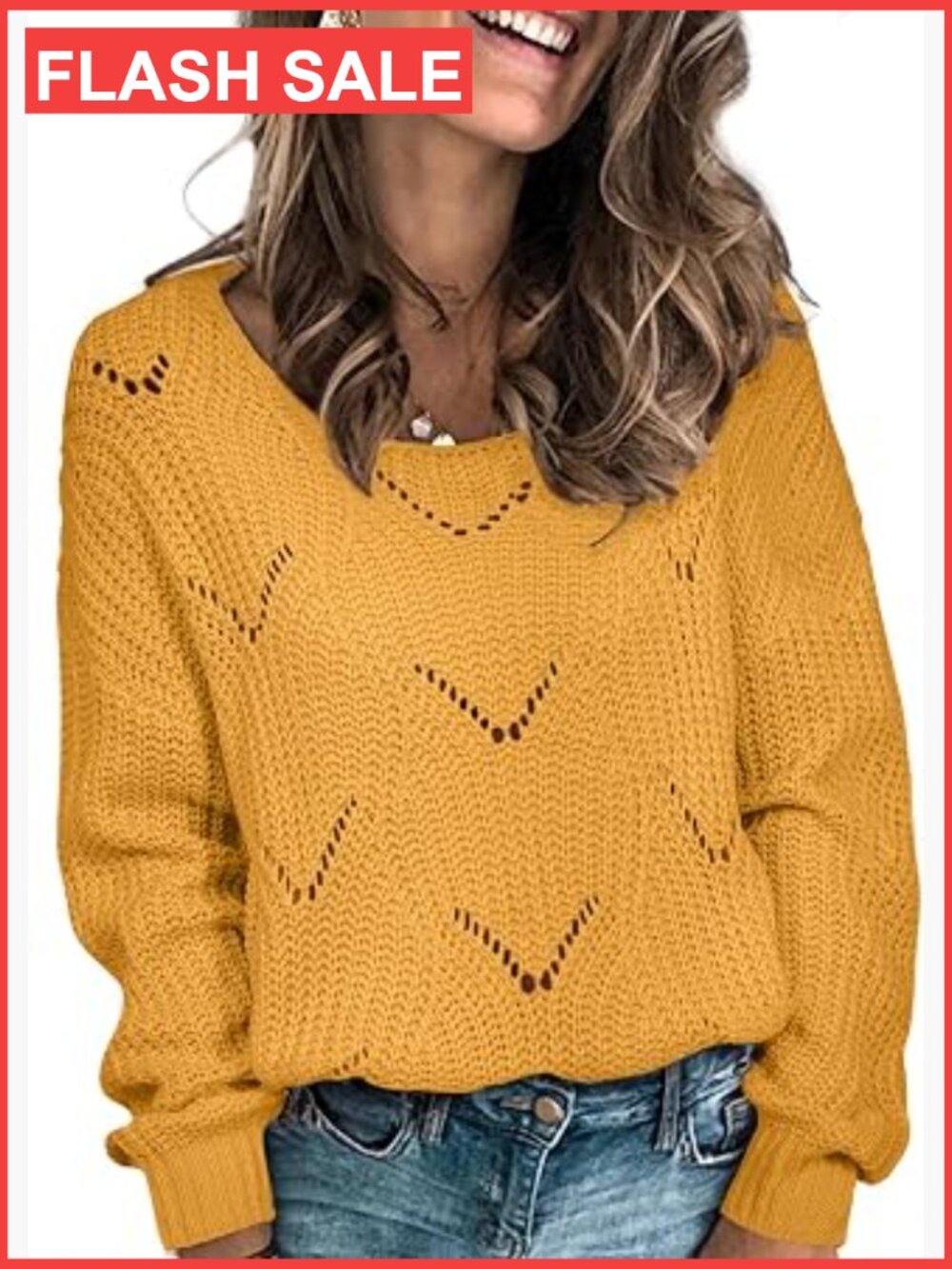 Cute Hollow Cable Knit Sweater Cozy Winter Crewneck